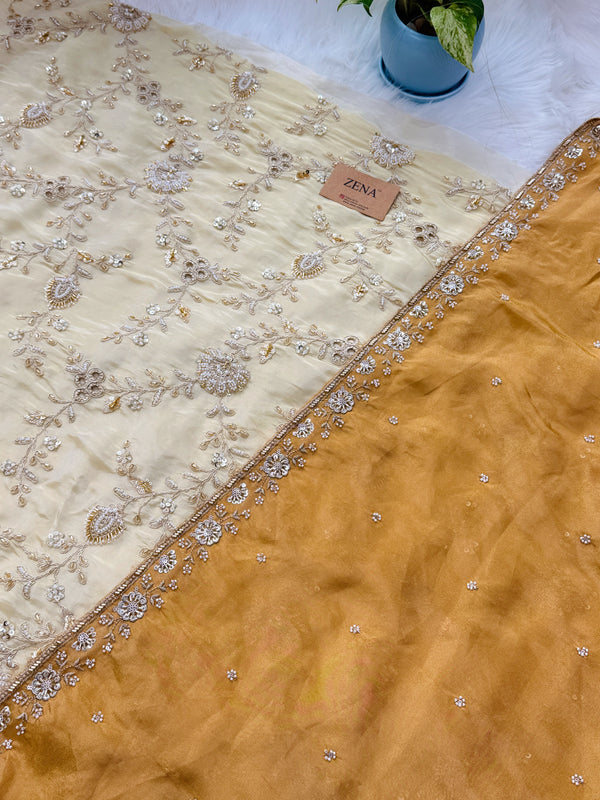 ✨ Pure Tissue Silk Handwork Unstitched Suit ✨