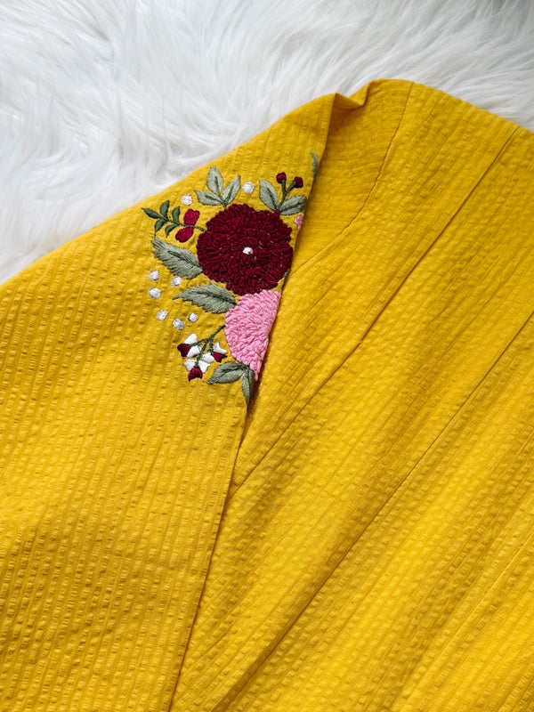 ✨ Pure Cotton Embroidered A-Line Kurti Set ✨