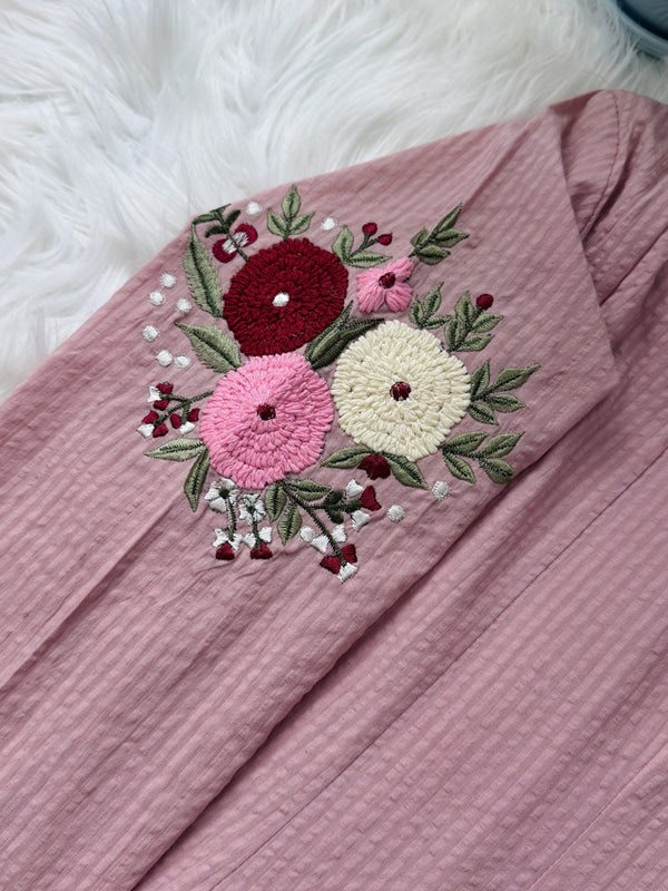 ✨ Pure Cotton Embroidered A-Line Kurti Set ✨