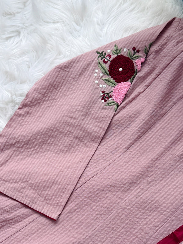 ✨ Pure Cotton Embroidered A-Line Kurti Set ✨
