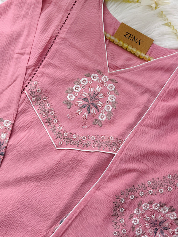 ✨ Imported Crushed Ready-to-Wear Embroidered Anarkali Set ✨