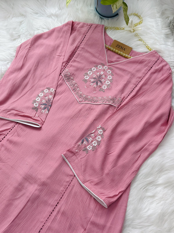 ✨ Imported Crushed Ready-to-Wear Embroidered Anarkali Set ✨