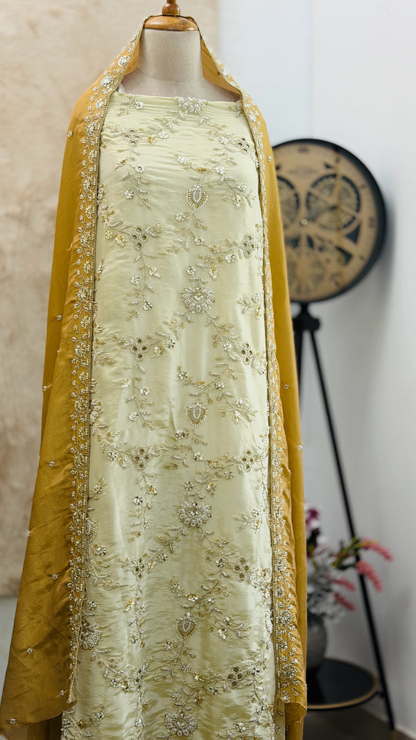 ✨ Pure Tissue Silk Handwork Unstitched Suit ✨