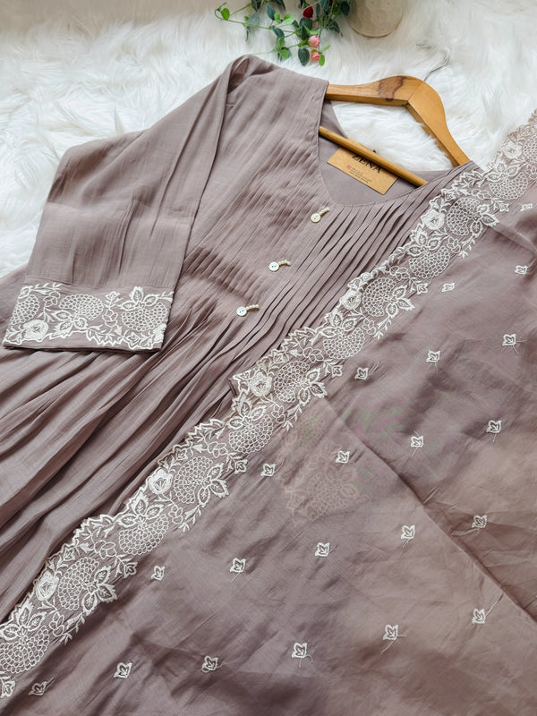 ✨ Glass Chanderi Embroidered Anarkali Set ✨