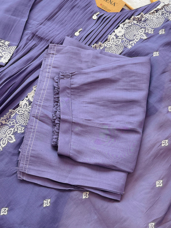 ✨ Glass Chanderi Embroidered Anarkali Set ✨
