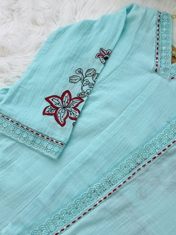 ✨ Mul Cotton Embroidered Kurti Set ✨