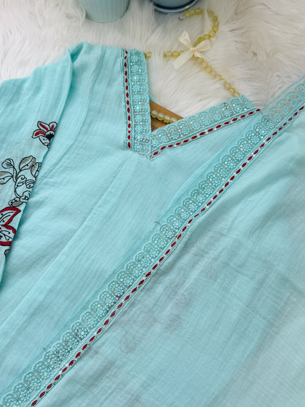 ✨ Mul Cotton Embroidered Kurti Set ✨