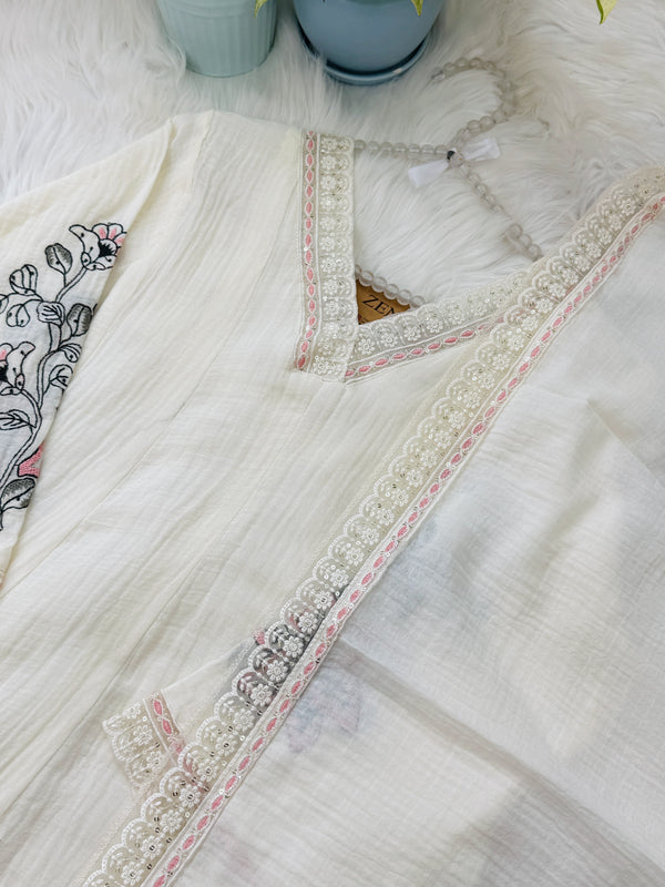 ✨ Mul Cotton Embroidered Kurti Set ✨