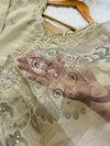 Premium Tissue Silk Hand Detailed Mirror Work Kurti Set with Organza Dupatta