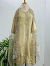 Premium Tissue Silk Hand Detailed Mirror Work Kurti Set with Organza Dupatta