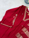 ✨ Pure Mul Chanderi Handwork A-Line Kurti Set ✨