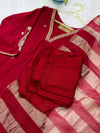 ✨ Pure Mul Chanderi Handwork A-Line Kurti Set ✨