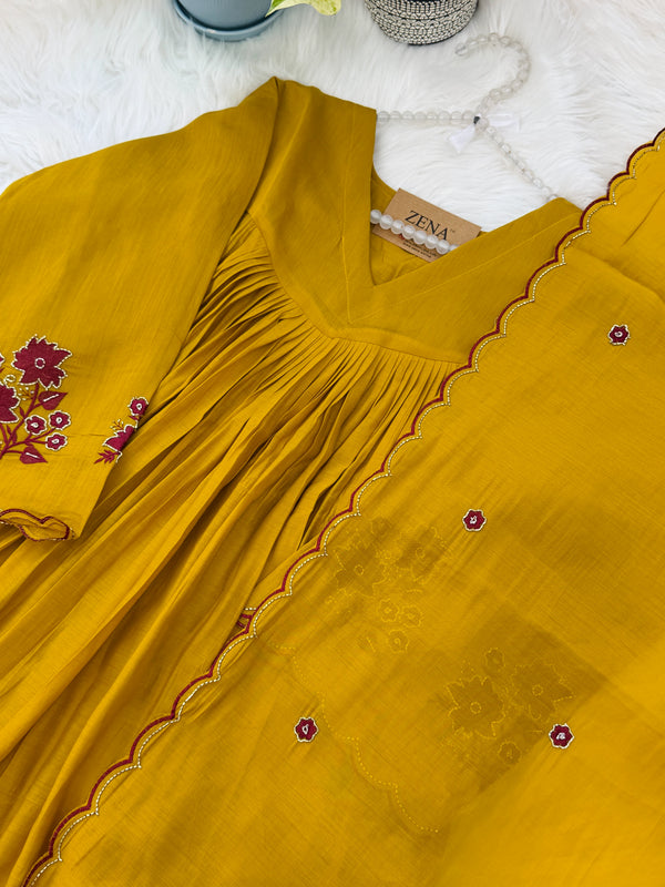 ✨ Glass Chanderi Handwork Anarkali Set for Women ✨