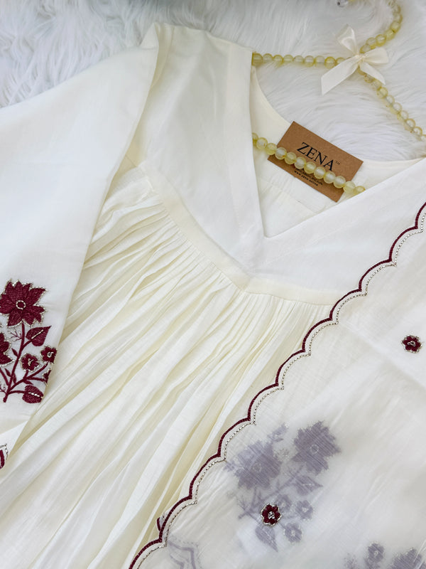 ✨ Glass Chanderi Handwork Anarkali Set for Women ✨