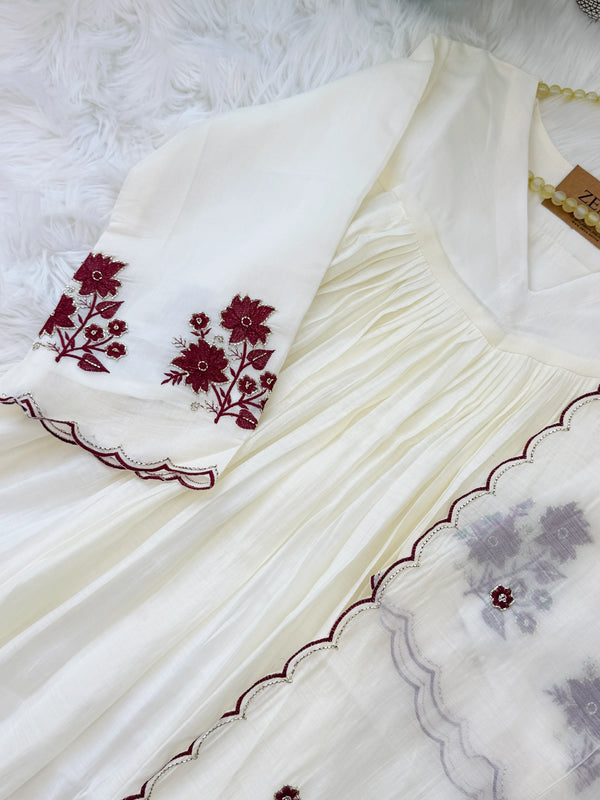 ✨ Glass Chanderi Handwork Anarkali Set for Women ✨