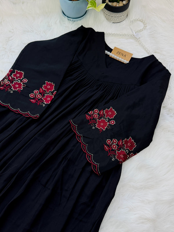 ✨ Glass Chanderi Handwork Anarkali Set for Women ✨