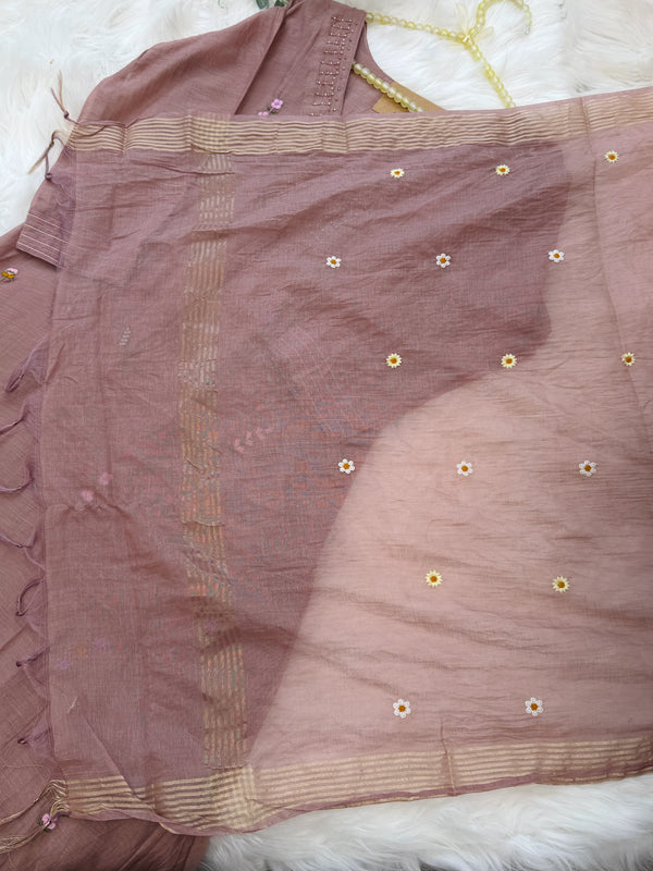 ✨ Pure Mul Chanderi Hand Detailed Kurti Set ✨
