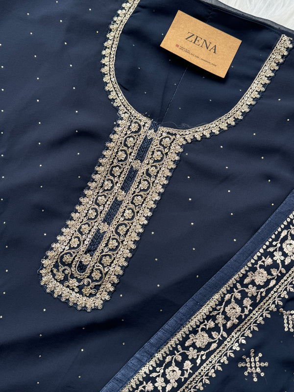 Pure Chiffon Unstitched Embroidered Material