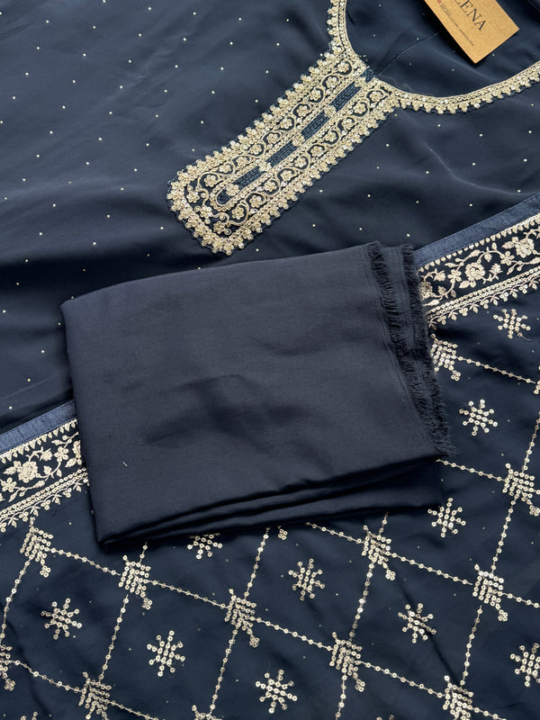 Pure Chiffon Unstitched Embroidered Material