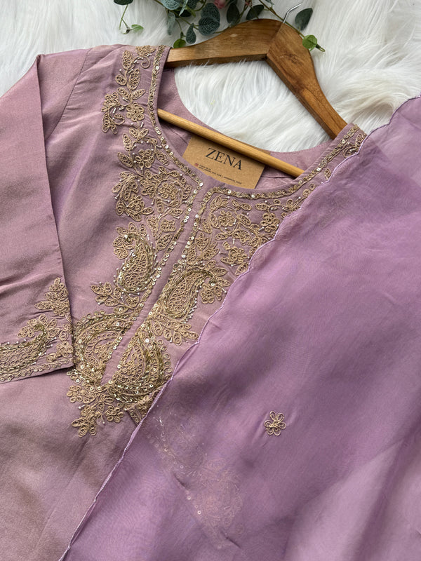 Premium Tissue Silk Handwork Kurti Set