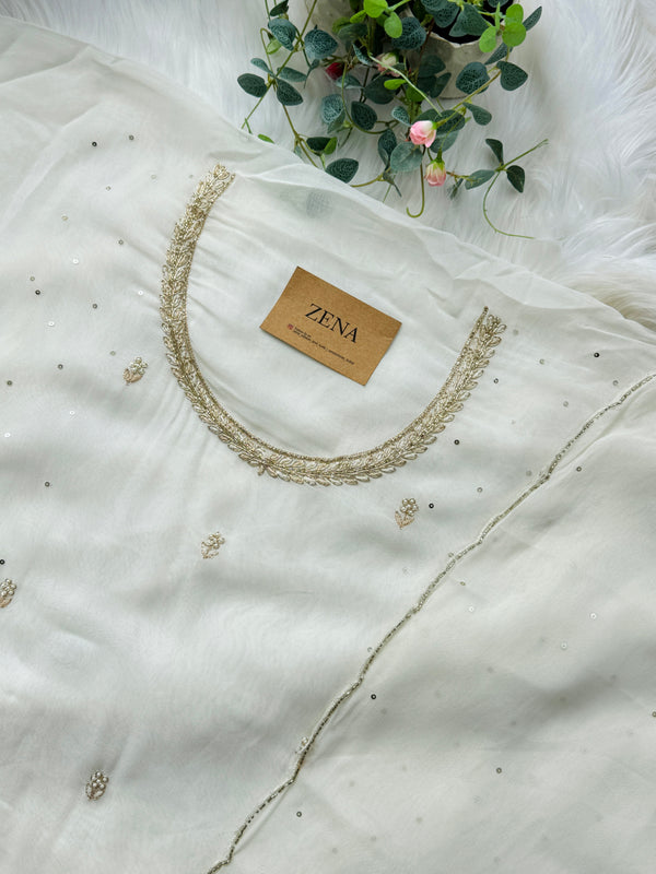 Pure Chiffon Hand-Embroidered Unstitched Fabric