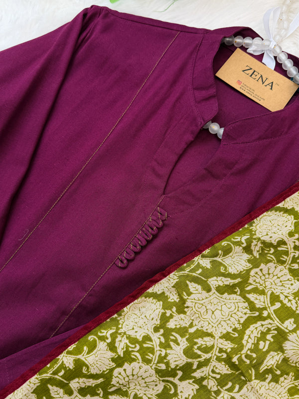 ✨ Pure Cotton A-Line Kurti Set ✨
