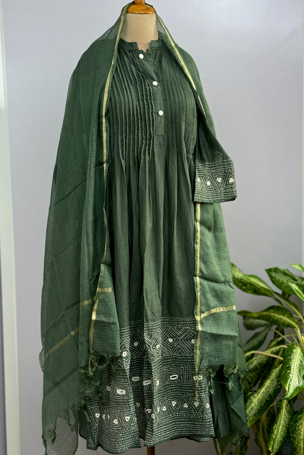 Premium Mul Chanderi Anarkali Kurti Set