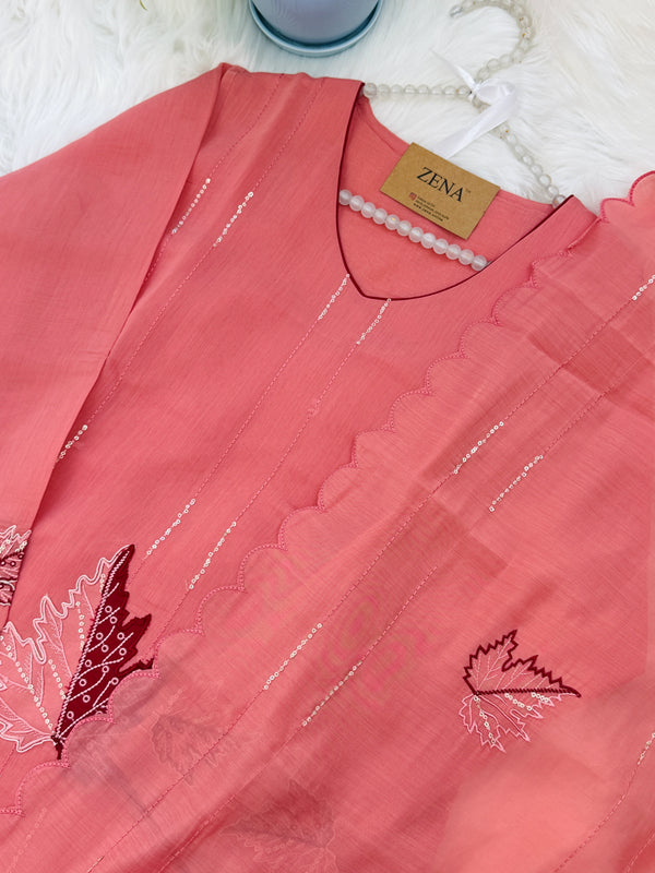 ✨ Premium Mul Chanderi Appliqué Work Kurti Set