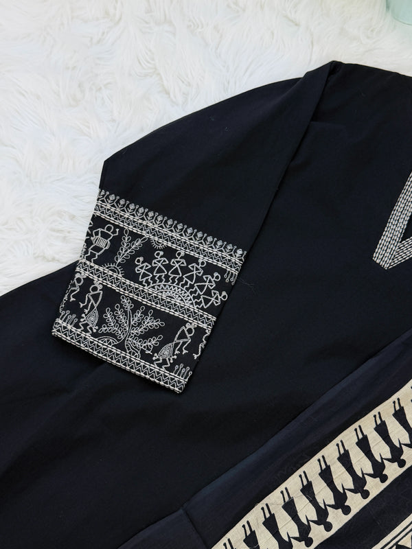 Pure Cotton Thread Work Anarkali Set