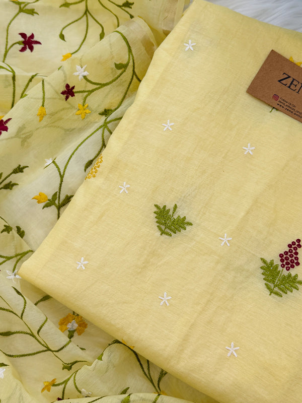 ✨ Pure Mul Chanderi Embroidered Unstitched Suit