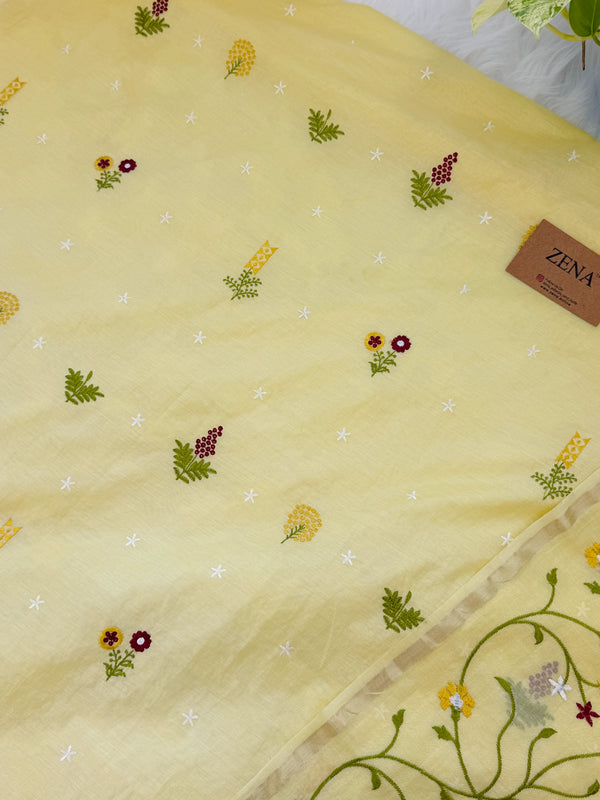 ✨ Pure Mul Chanderi Embroidered Unstitched Suit