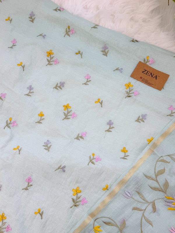 ✨ Pure Mul Chanderi Embroidered Unstitched Suit