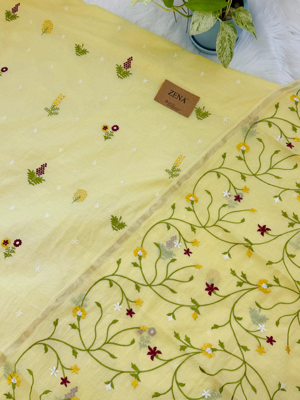 ✨ Pure Mul Chanderi Embroidered Unstitched Suit