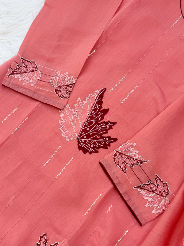 ✨ Premium Mul Chanderi Appliqué Work Kurti Set