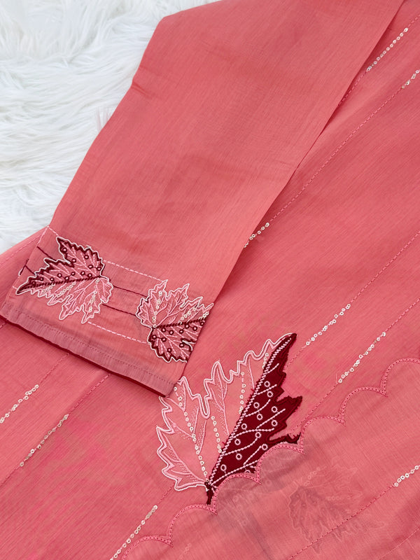 ✨ Premium Mul Chanderi Appliqué Work Kurti Set