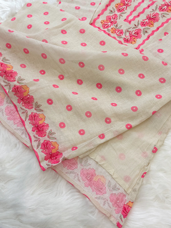 ✨ Linen Silk Handwork Kurti Set ✨