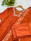 Chinnon hand work Anarkali kurti set