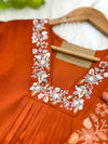 Chinnon hand work Anarkali kurti set