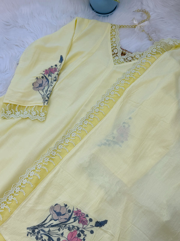 ✨ Rayon Floral Embroidered Anarkali Set