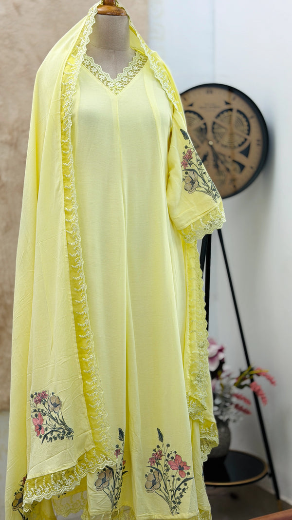 ✨ Rayon Floral Embroidered Anarkali Set