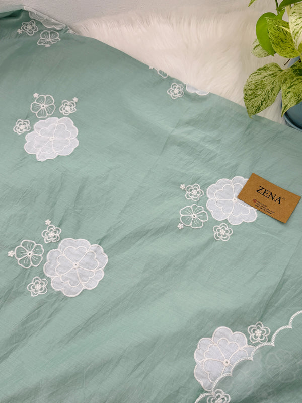 Mul Chanderi Hand Detailed Unstitched Suit