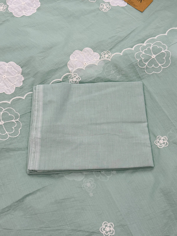 Mul Chanderi Hand Detailed Unstitched Suit