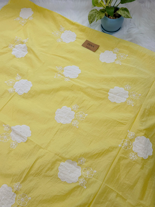 Mul Chanderi Hand Detailed Unstitched Suit
