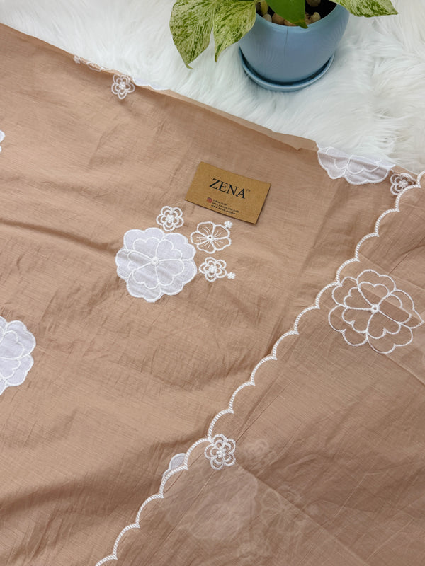 Mul Chanderi Hand Detailed Unstitched Suit