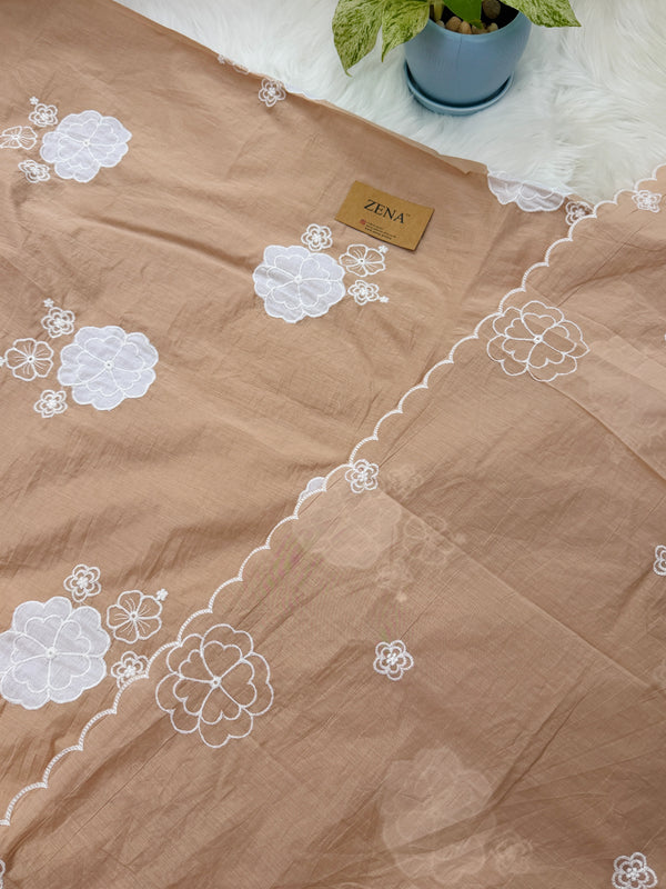 Mul Chanderi Hand Detailed Unstitched Suit