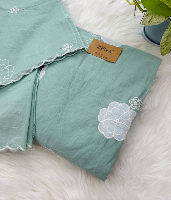Mul Chanderi Hand Detailed Unstitched Suit