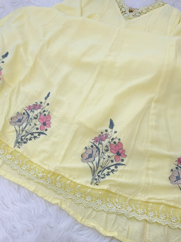 ✨ Rayon Floral Embroidered Anarkali Set