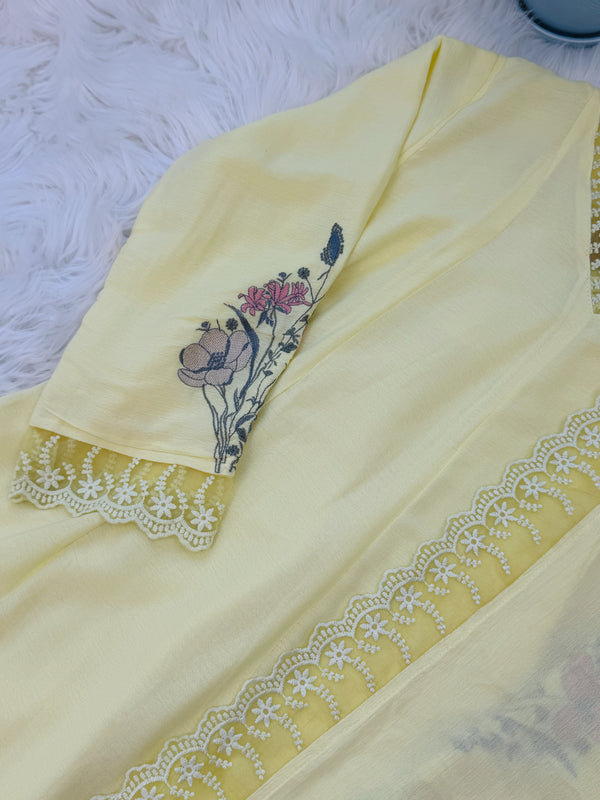 ✨ Rayon Floral Embroidered Anarkali Set