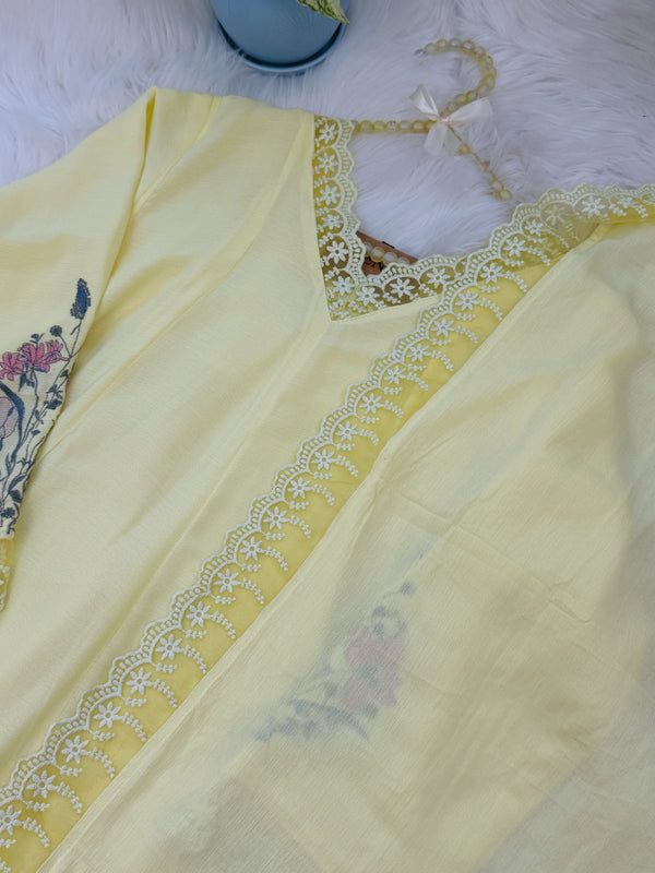 ✨ Rayon Floral Embroidered Anarkali Set
