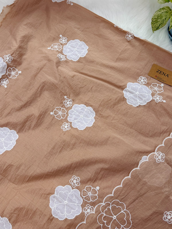 Mul Chanderi Hand Detailed Unstitched Suit
